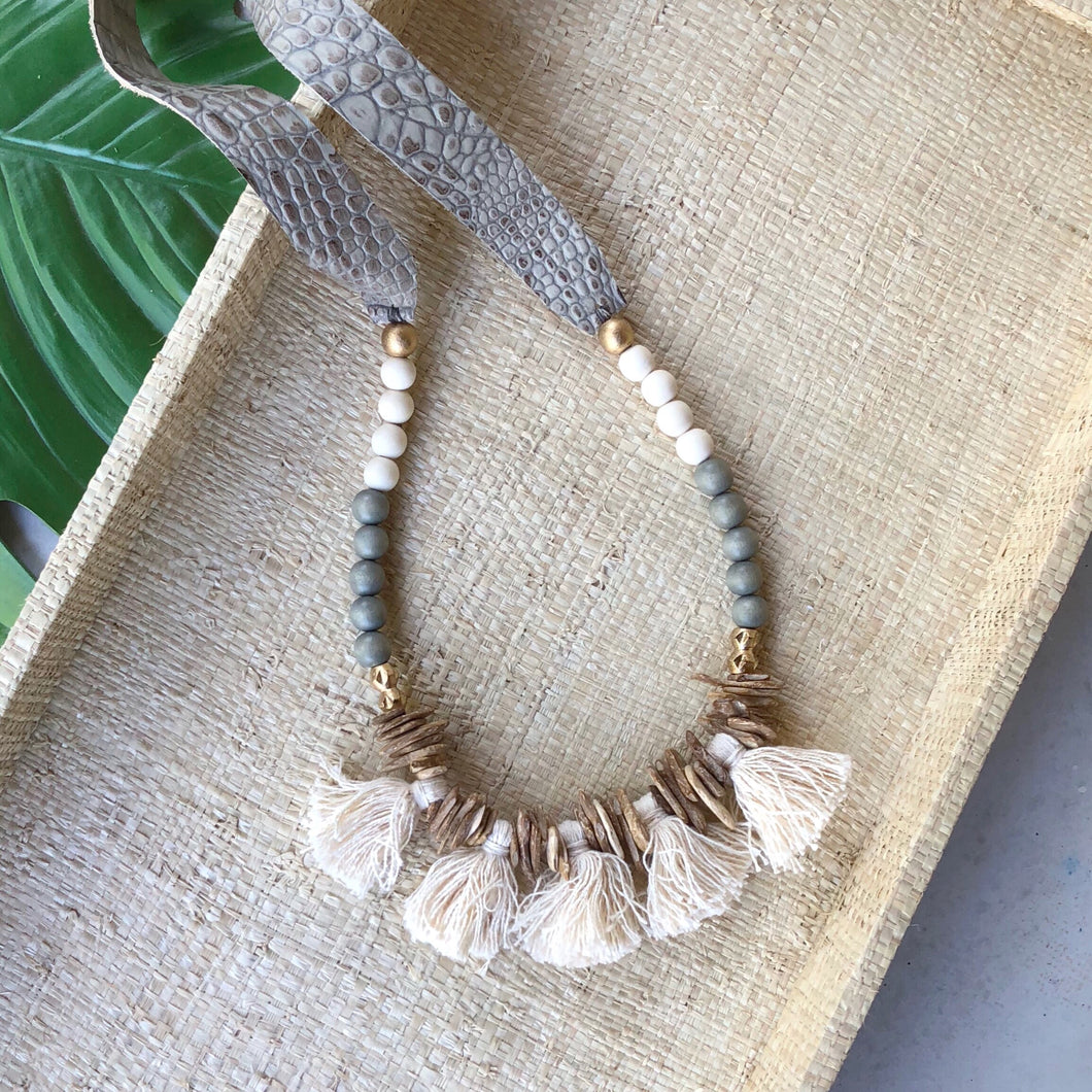 Fringe Ostrich stamped Necklace