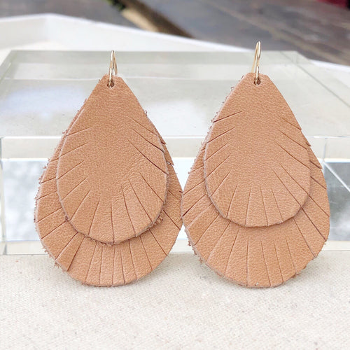 Apricot leather earrings