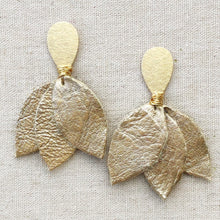 Gia gold leather earrings