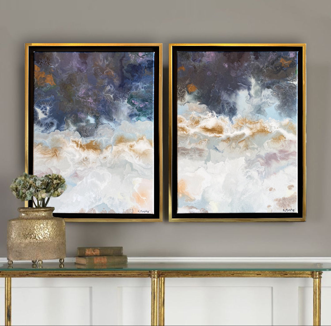 Indigo Sapphire I & II original fine art paintings