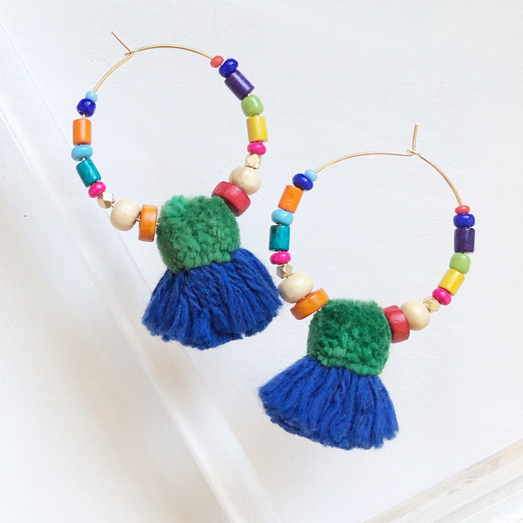 Red and Green Pom Pom Earrings – fringe co