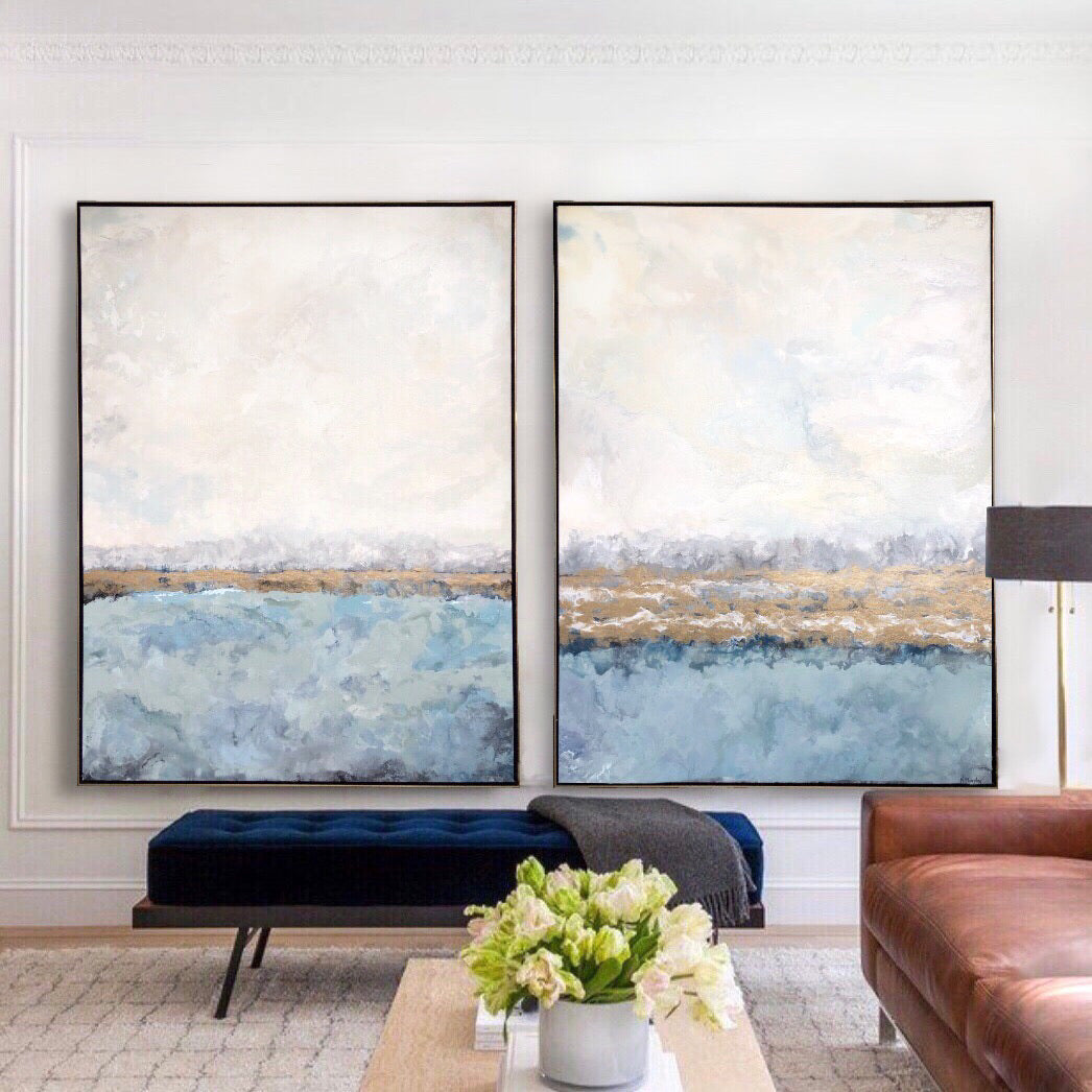 Pair of abstract art paintings