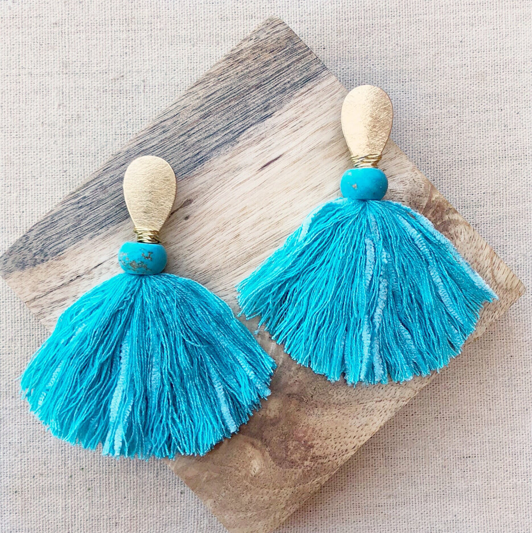 Aqua Fringe Earring