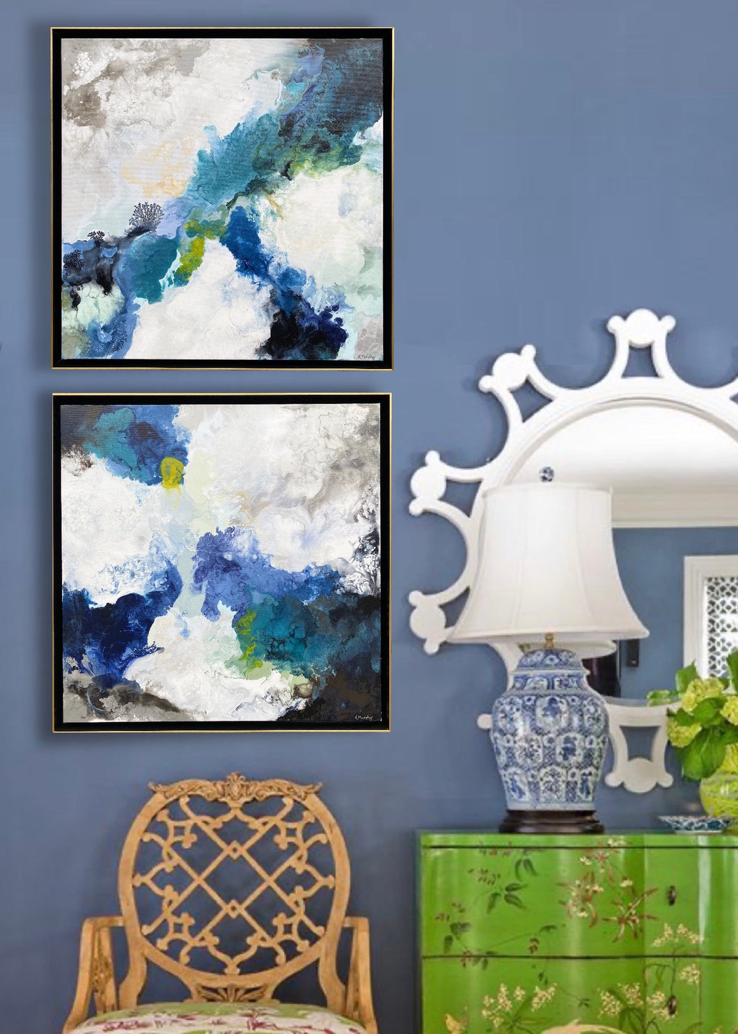 Carrara Blue I & II original fine art paintings