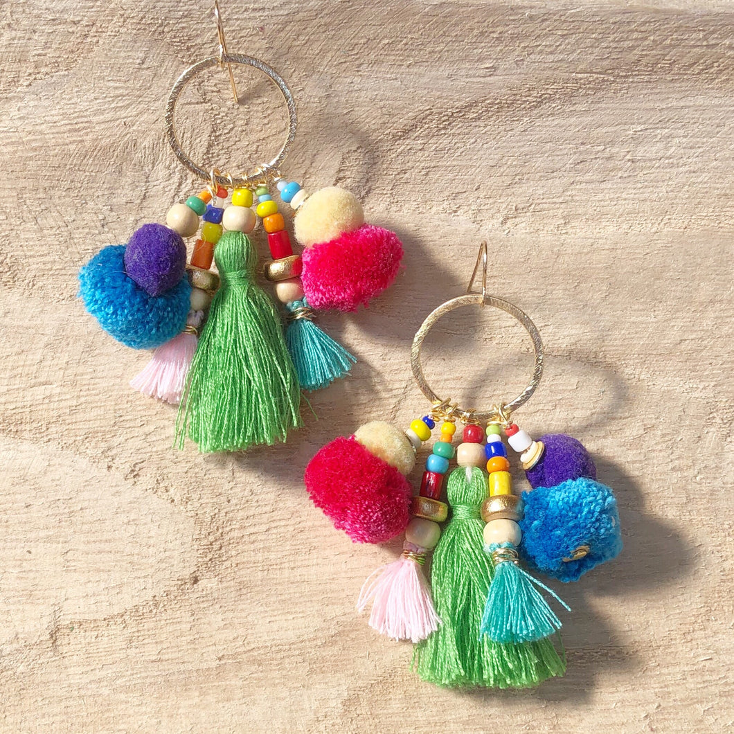 Joie Pom Pom Earring- Green