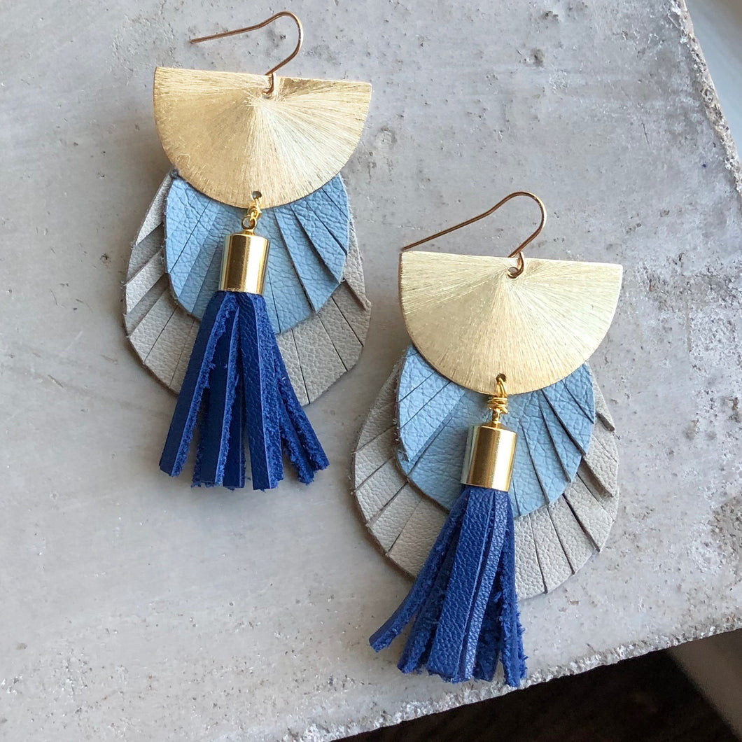Blues Leather Earring