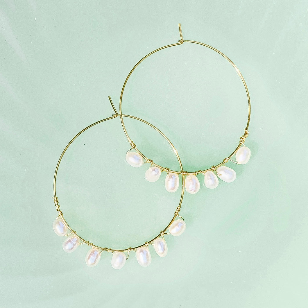 Gracie Pearl Hoop Earring