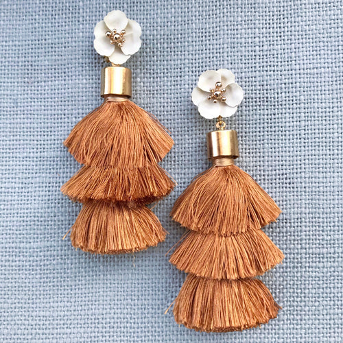 Madeline Papaya Silk Fringe Earring