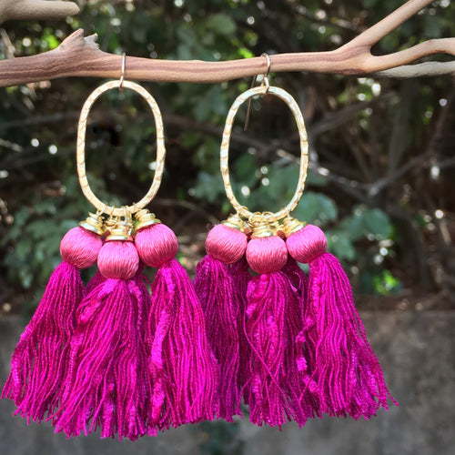 Fuschia Fringe Earring