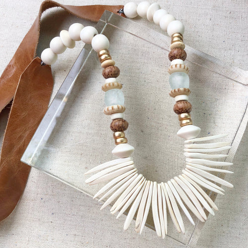 White Coconut Wood Necklace