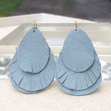 Slate Blue Leather Earrings