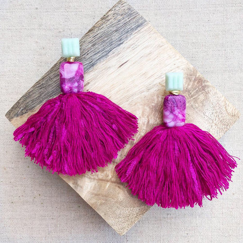 Fuchsia fringe Earring