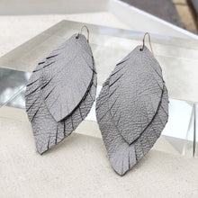 Metallic Grey Feather Earrings