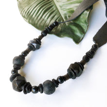 Onyx leather necklace