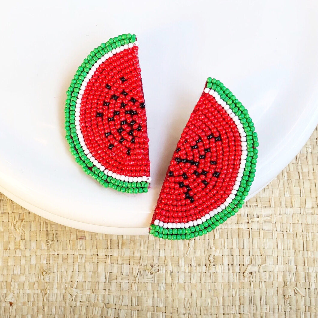 Watermelon Seed Bead Earring