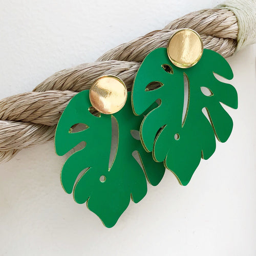 Leather Palm Leaf Earring