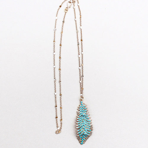 Aqua Feather necklace