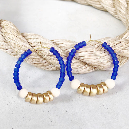 Navy Hoop Earring