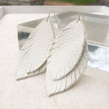 Cashmere white leather Feather Earrings